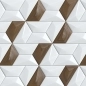 Preview: Küchenrückwand Folie Hexagon Weiß Holz Mosaik