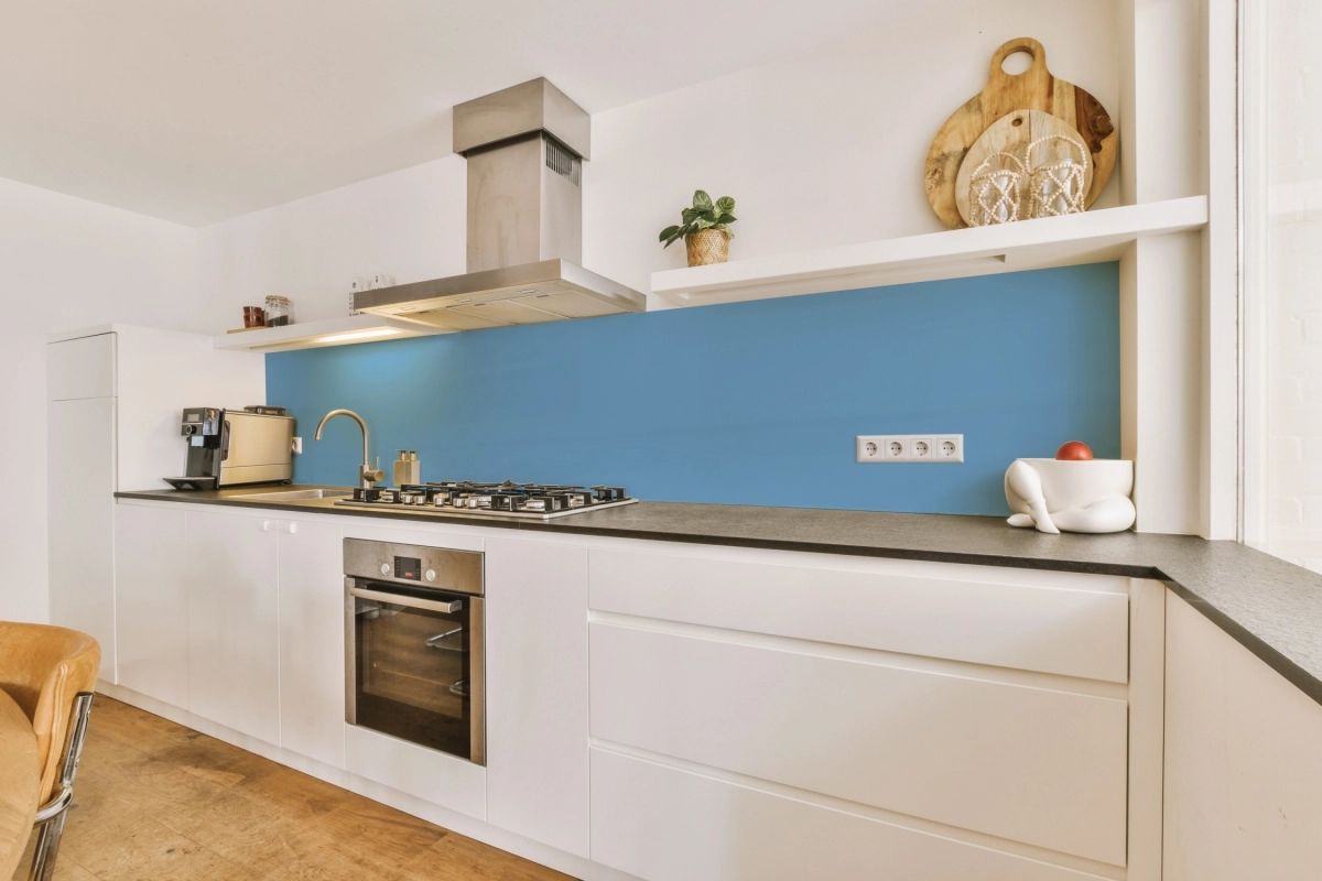 Küchenrückwand Einfarbig Kalt Blau