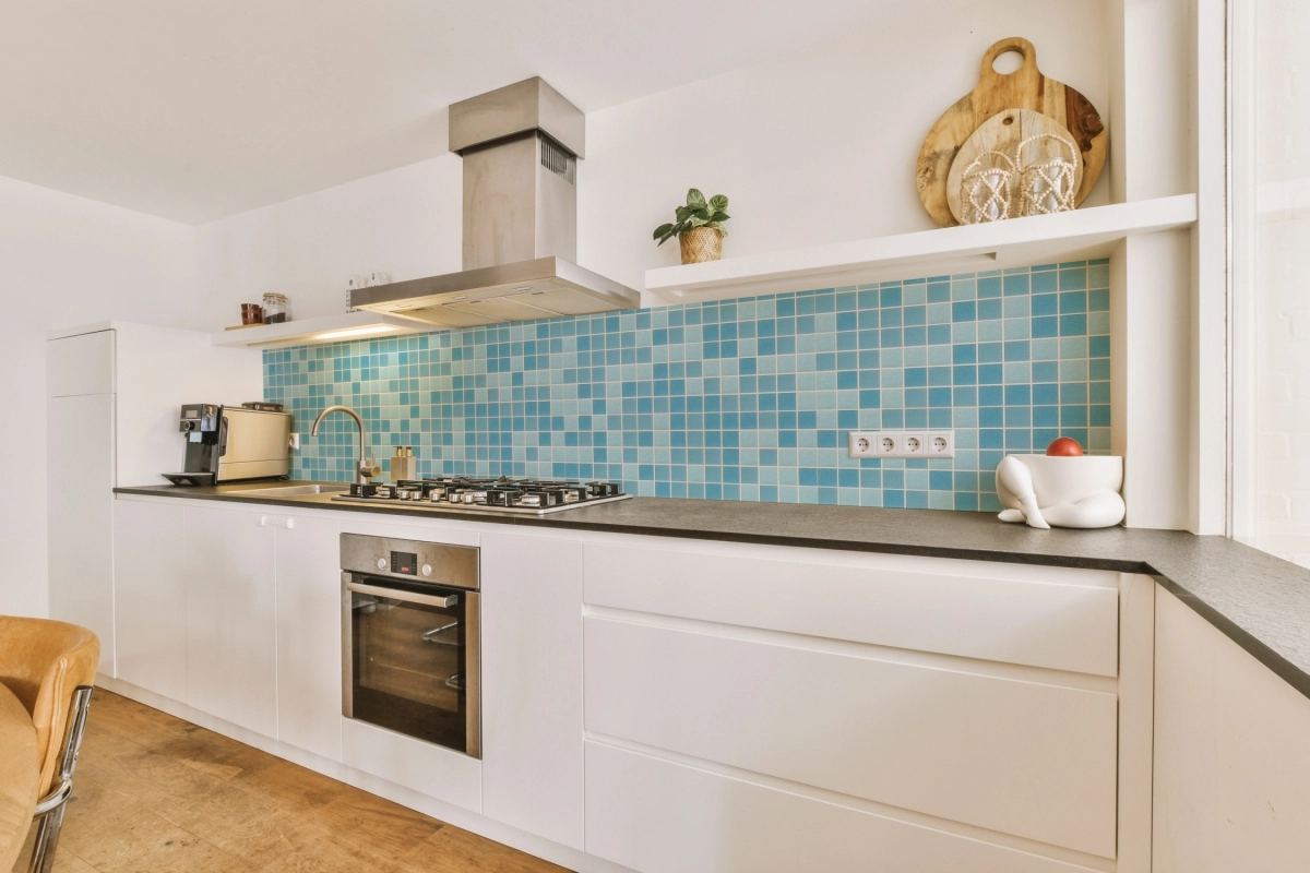 Küchenrückwand Blaue Mosaik