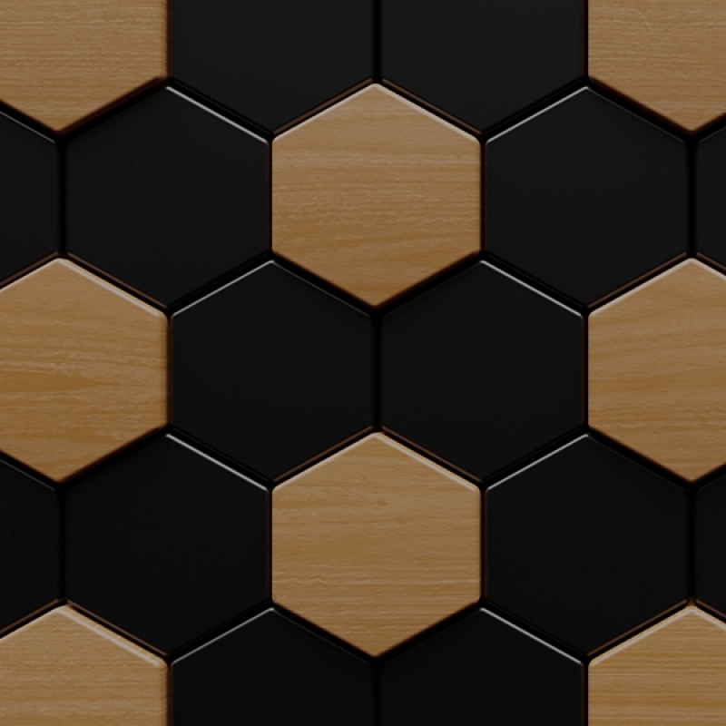 Küchenrückwand Holz Schwarz Hexagon