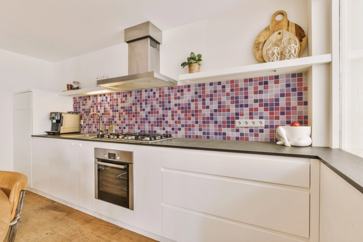 Küchenrückwand Folie Rot Lila Mosaik