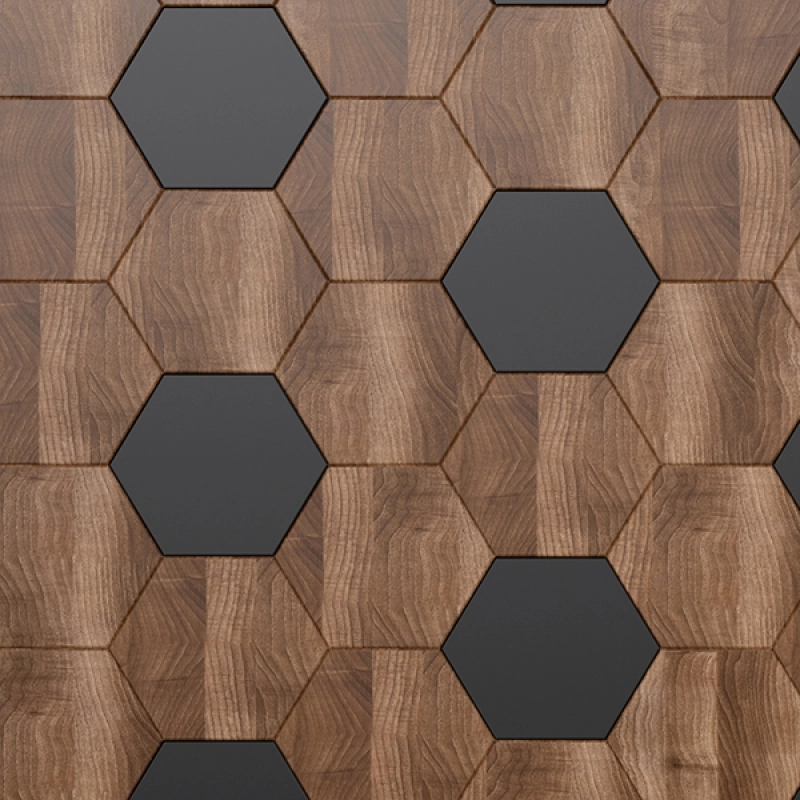 Küchenrückwand Folie Hexagon Massivholz