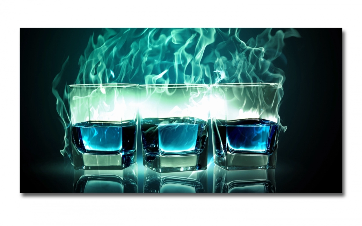 Spritzschutz Küche Acrylglas Blaue Feuer Cocktail