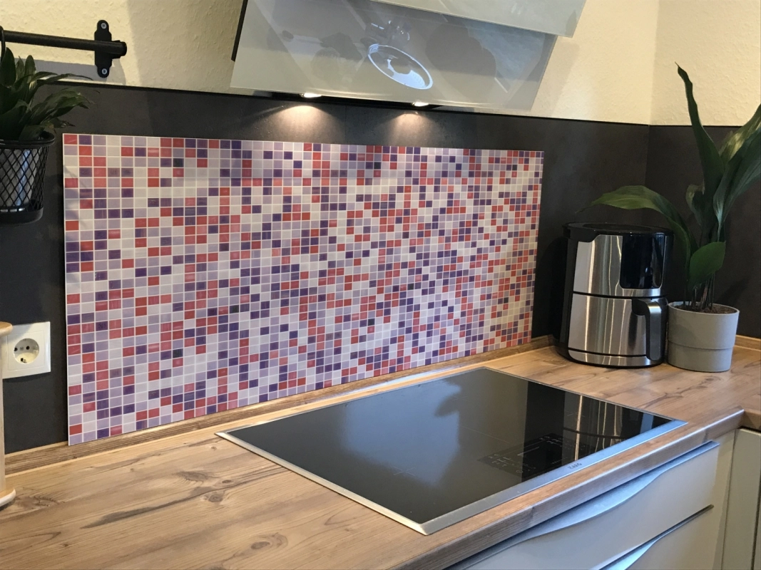 Spritzschutz Küche Rot Lila Mosaik