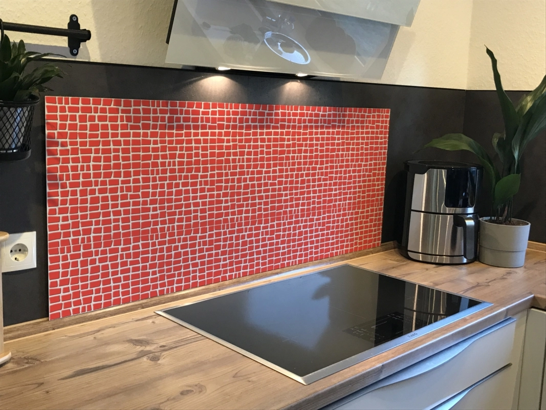 Spritzschutz Küche Rot Aborigine Mosaik