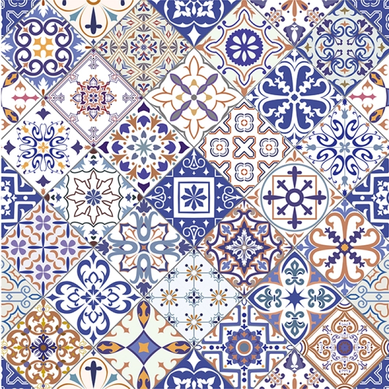 Spritzschutz Küche Hartschaumplatte Azulejo Patchwork