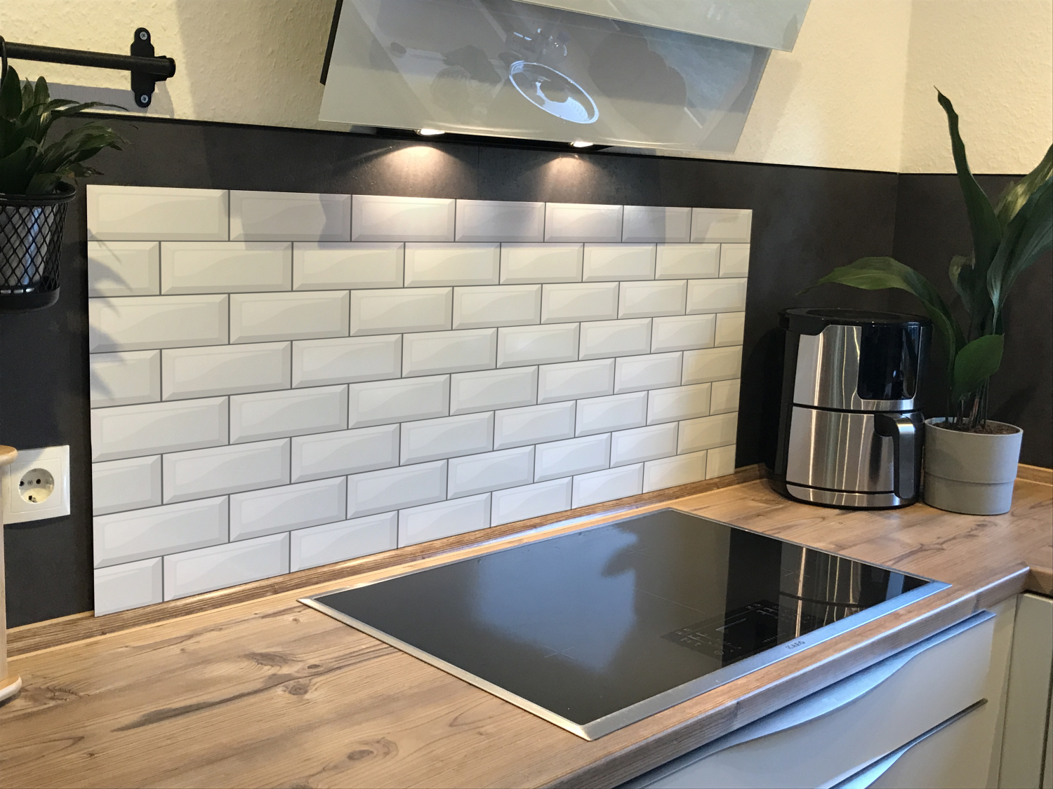 Spritzschutz Küche Hartschaumplatte Metro Wandfliesen Weiß