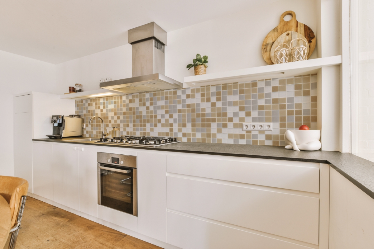 Küchenrückwand Beige Weiß Mosaik