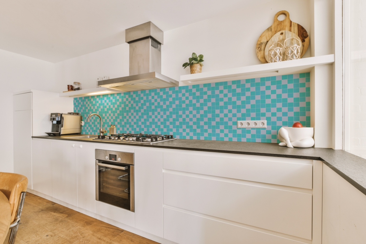 Küchenrückwand Mint Blau Mosaik