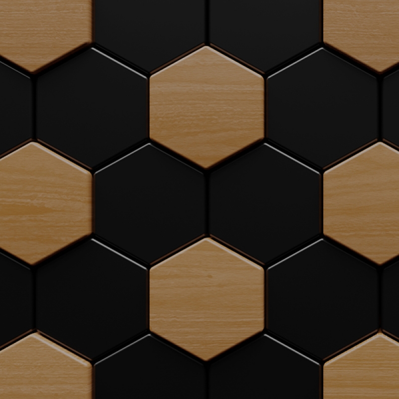 Küchenrückwand Holz Schwarz Hexagon