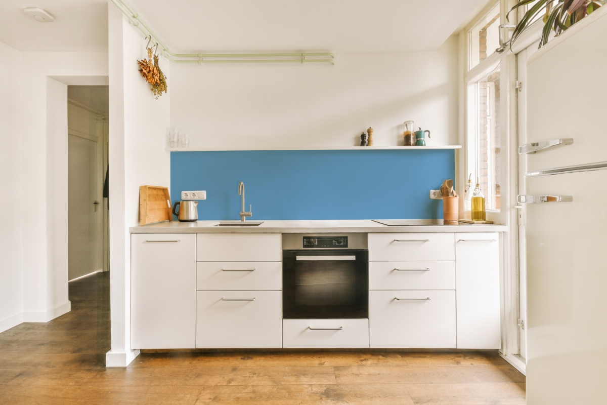 Küchenrückwand Einfarbig Kalt Blau