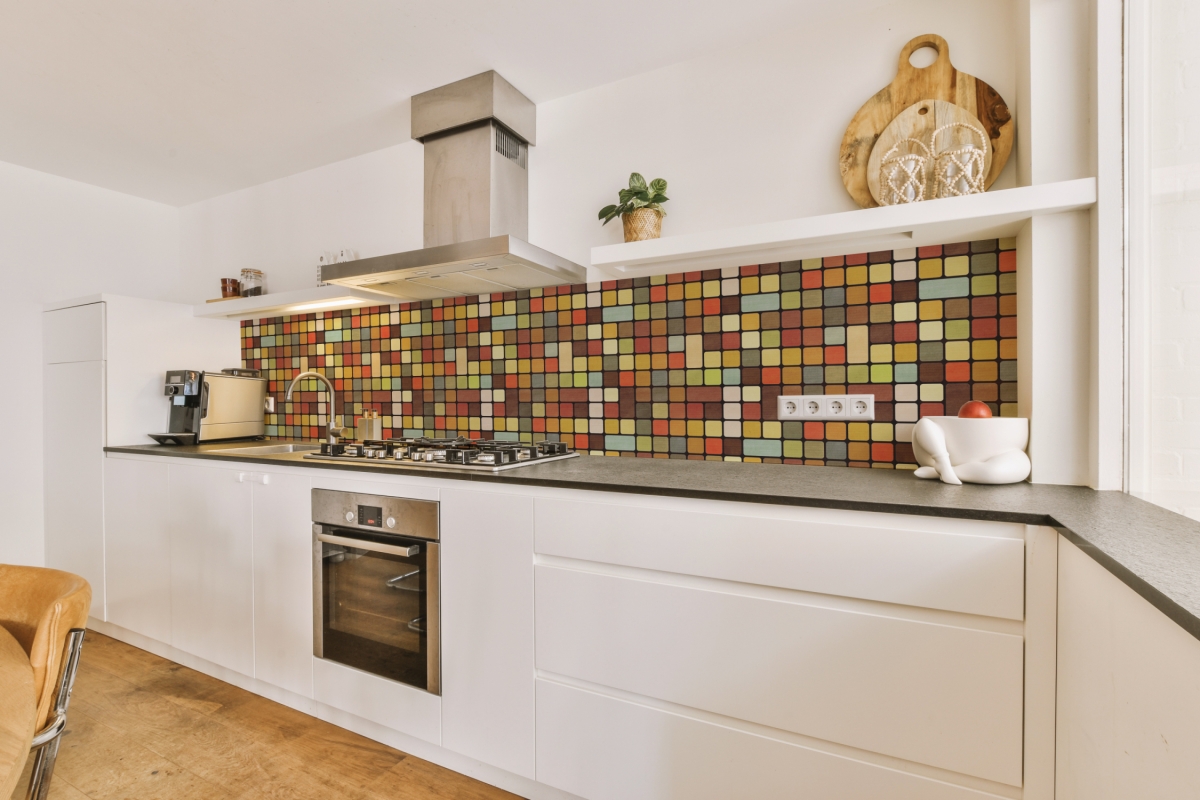 Küchenrückwand Acrylglas Bunte Retro Mosaik