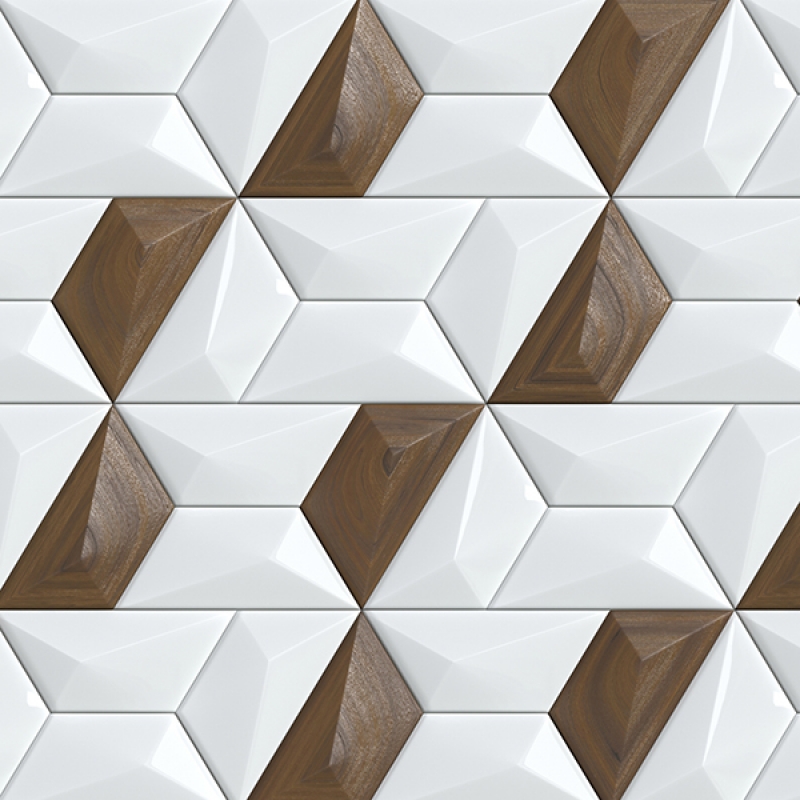 Küchenrückwand Folie Hexagon Weiß Holz Mosaik