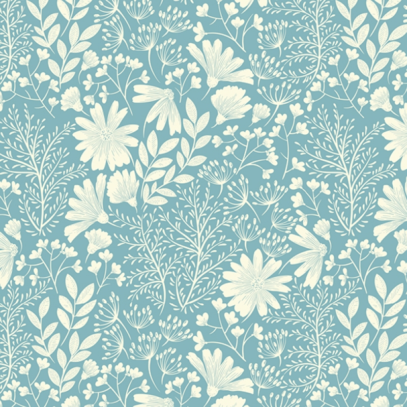 Küchenrückwand Aluverbund Victorian Blumen Blau Creme