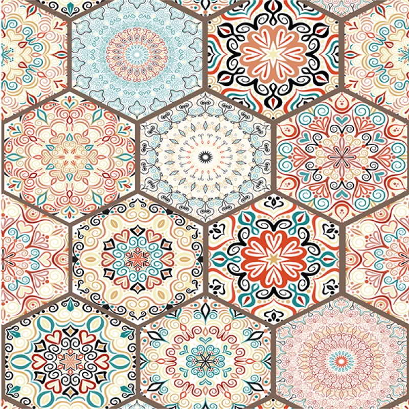 Küchenrückwand Folie Boho Patchwork Fliesen