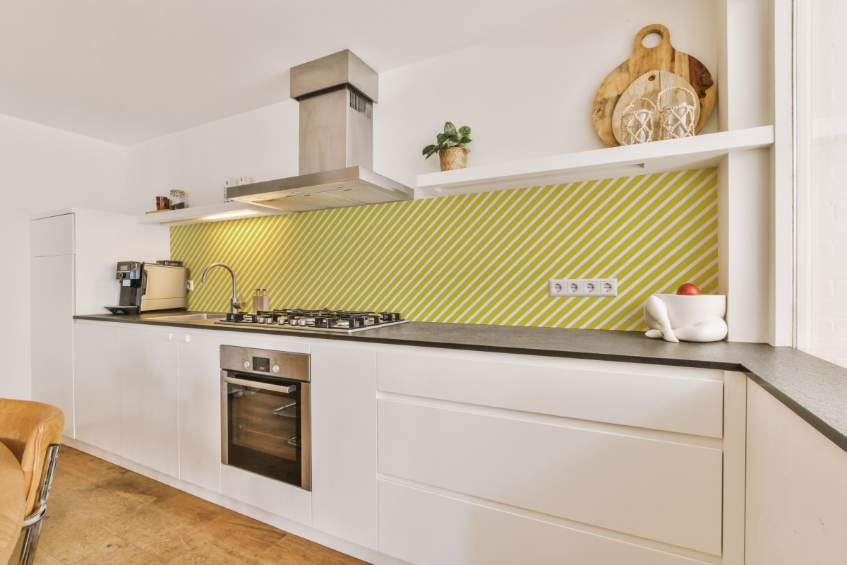 Küchenrückwand Diagonale Linien Gelbgrün
