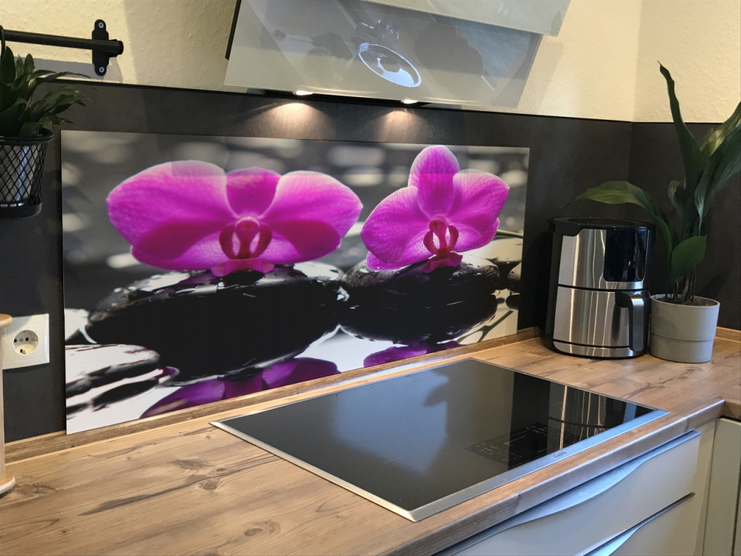 Spritzschutz Küche Acrylglas Zen Steine Orchidee