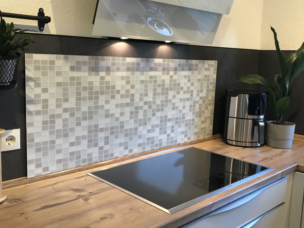 Spritzschutz Küche Mosaik Grau