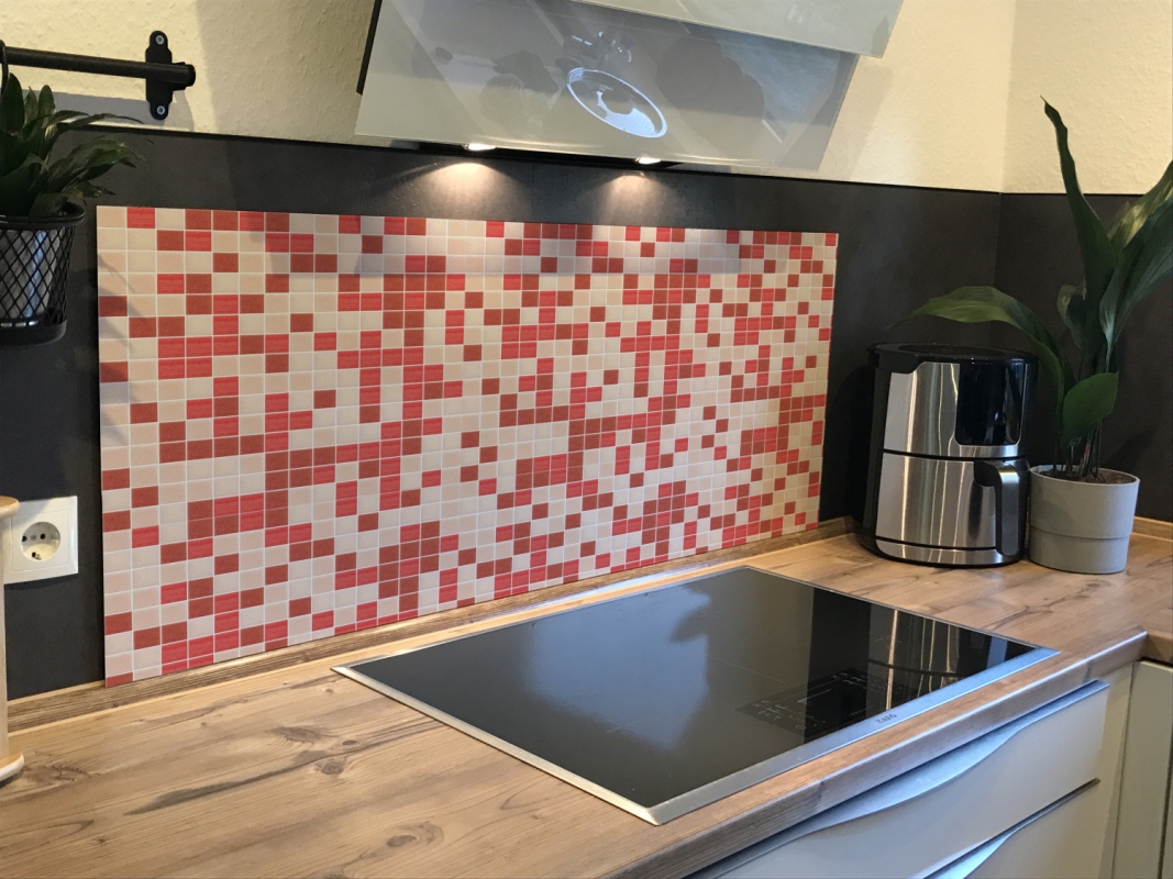 Spritzschutz Küche Rot Rosa Mosaik