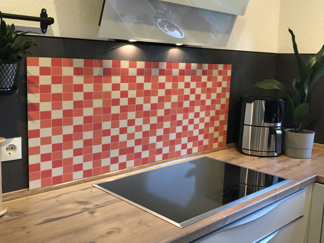 Spritzschutz Küche Acrylglas Rot Beige Mosaik