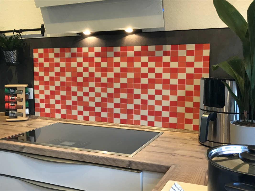 Spritzschutz Küche Acrylglas Rot Beige Mosaik