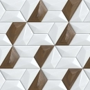 Küchenrückwand Hexagon Weiß Holz Mosaik